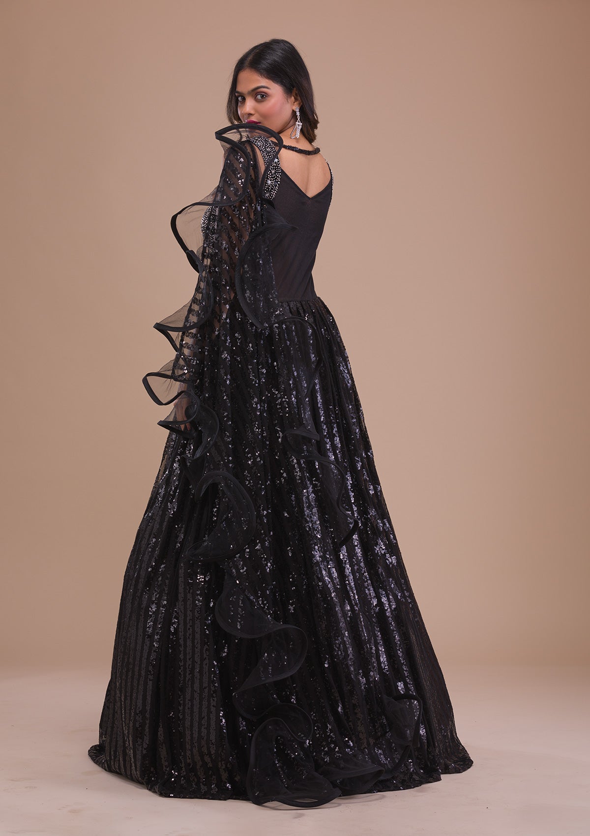 Black Hand Bead Embroidered Gown – Talking Threads